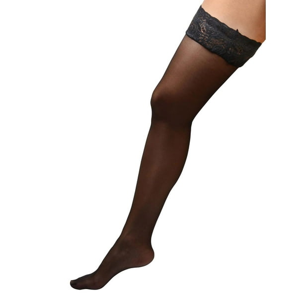 Leg Avenue Black Lace Thigh High Suspenders Garterbelt Stockings